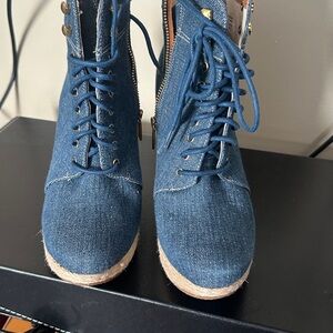 Authentic Michael Kors denim wedge boots